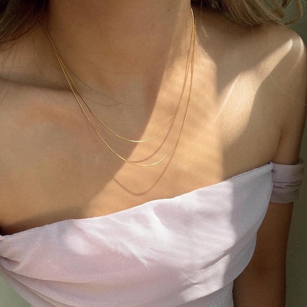 🔥18K Gold Plated Double Stacked Narrow Snake Chain